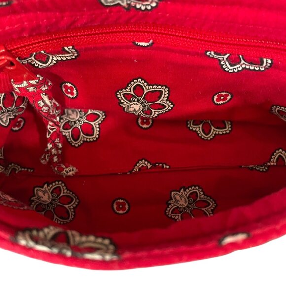 Vera Bradley Red Floral Quilted Shoulder Bag Crossbody Paisley Cotton Purse - Picture 5 of 9
